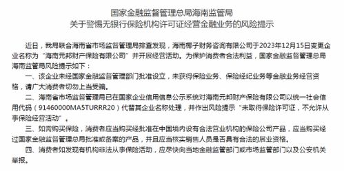 一财务咨询公司更名元邦财险,无证经营保险业务遭监管通报